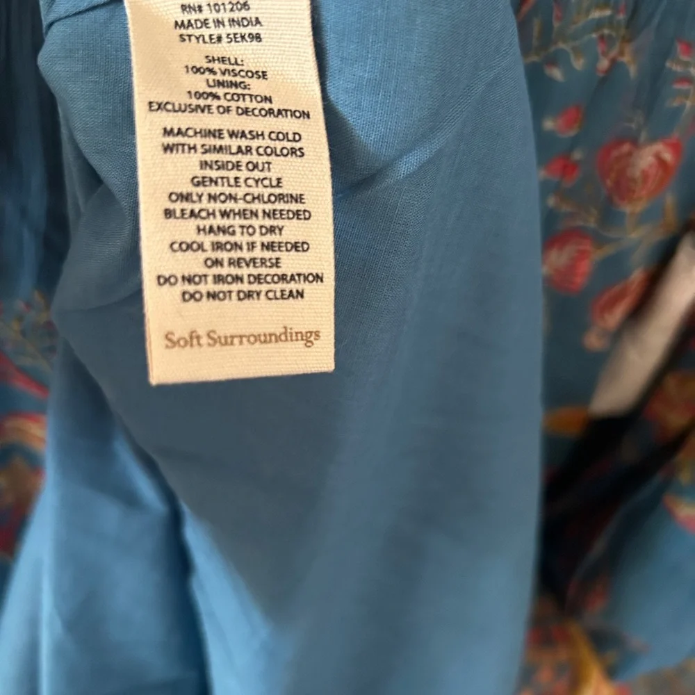 Soft Surroundings Teal Floral Embroidered Maxi Dress - Picture 9 of 9